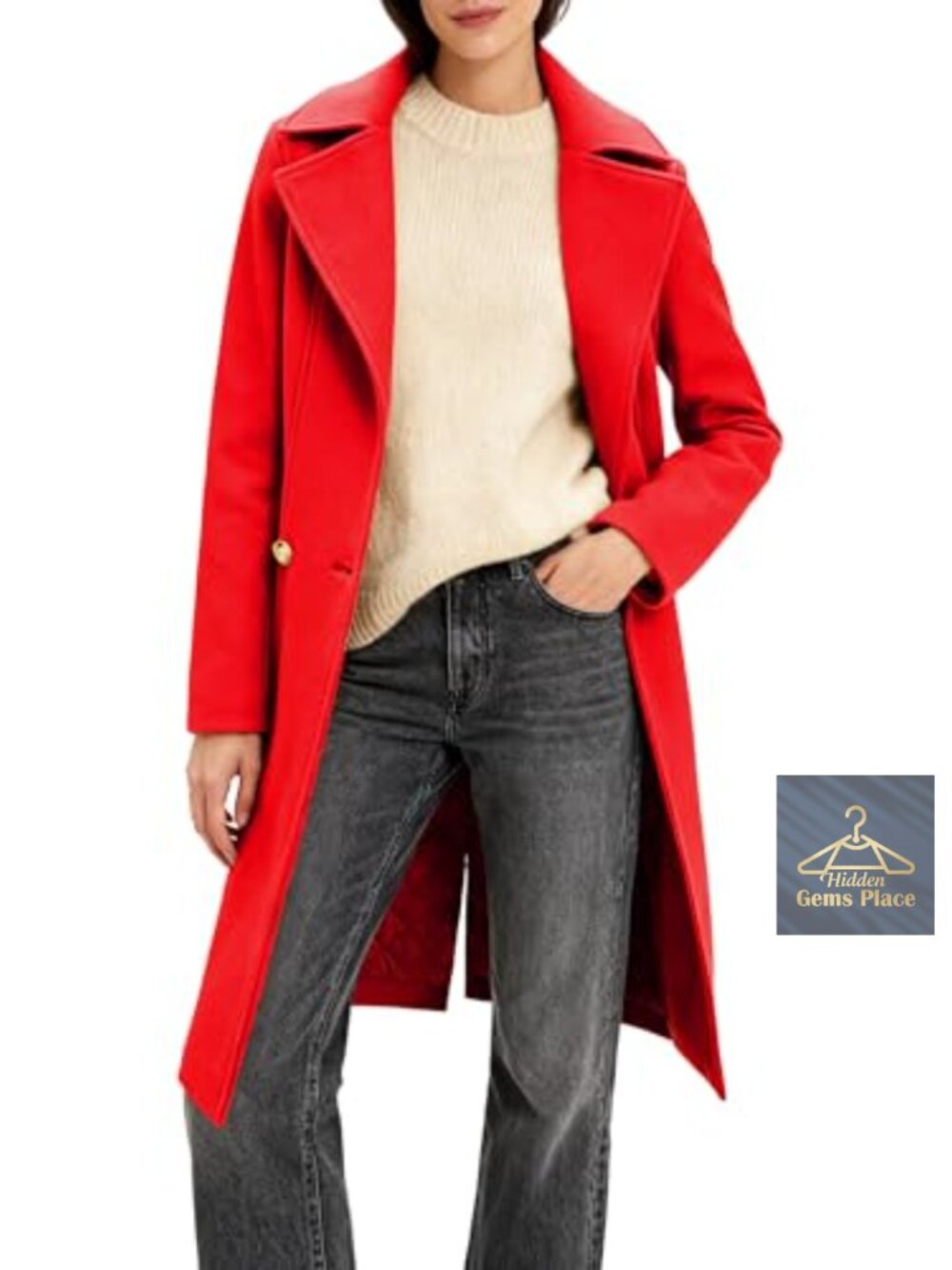 Women's Long Notch Lapel Peacoat Double-Breasted Overcoat Fall Winter